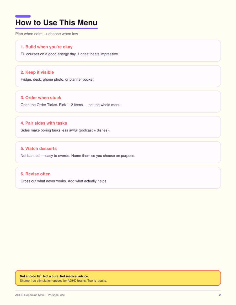 How to use this menu page