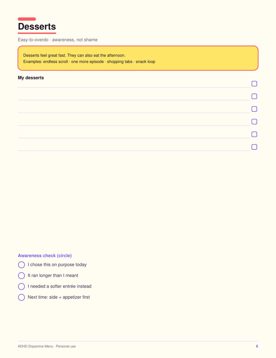 Desserts and awareness page