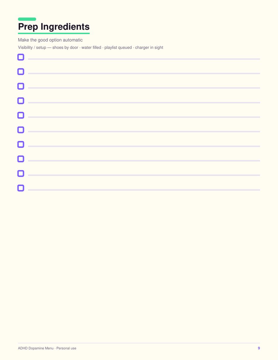 Prep-your-ingredients checklist page