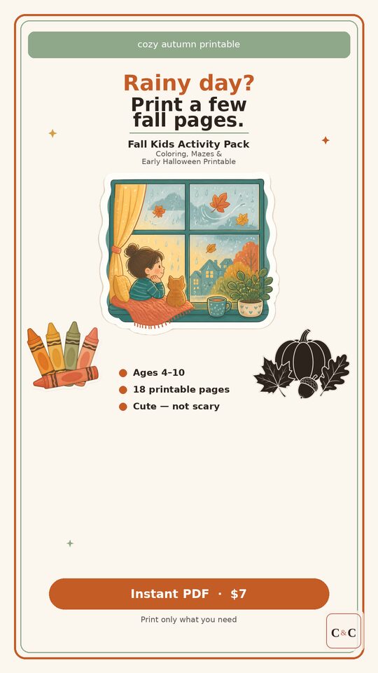 Vertical story ad for Fall Kids Activity Pack
