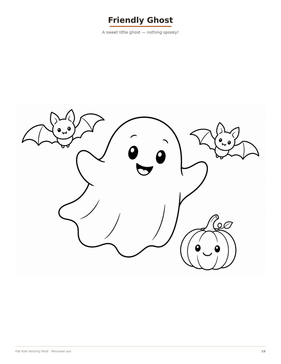 Friendly ghost mild Halloween coloring page